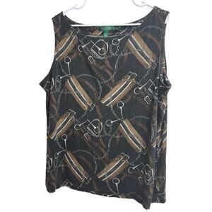 Lauren Ralph Lauren Equestrian Buckle Silk Wool Jersey Sleeveless Top 3X